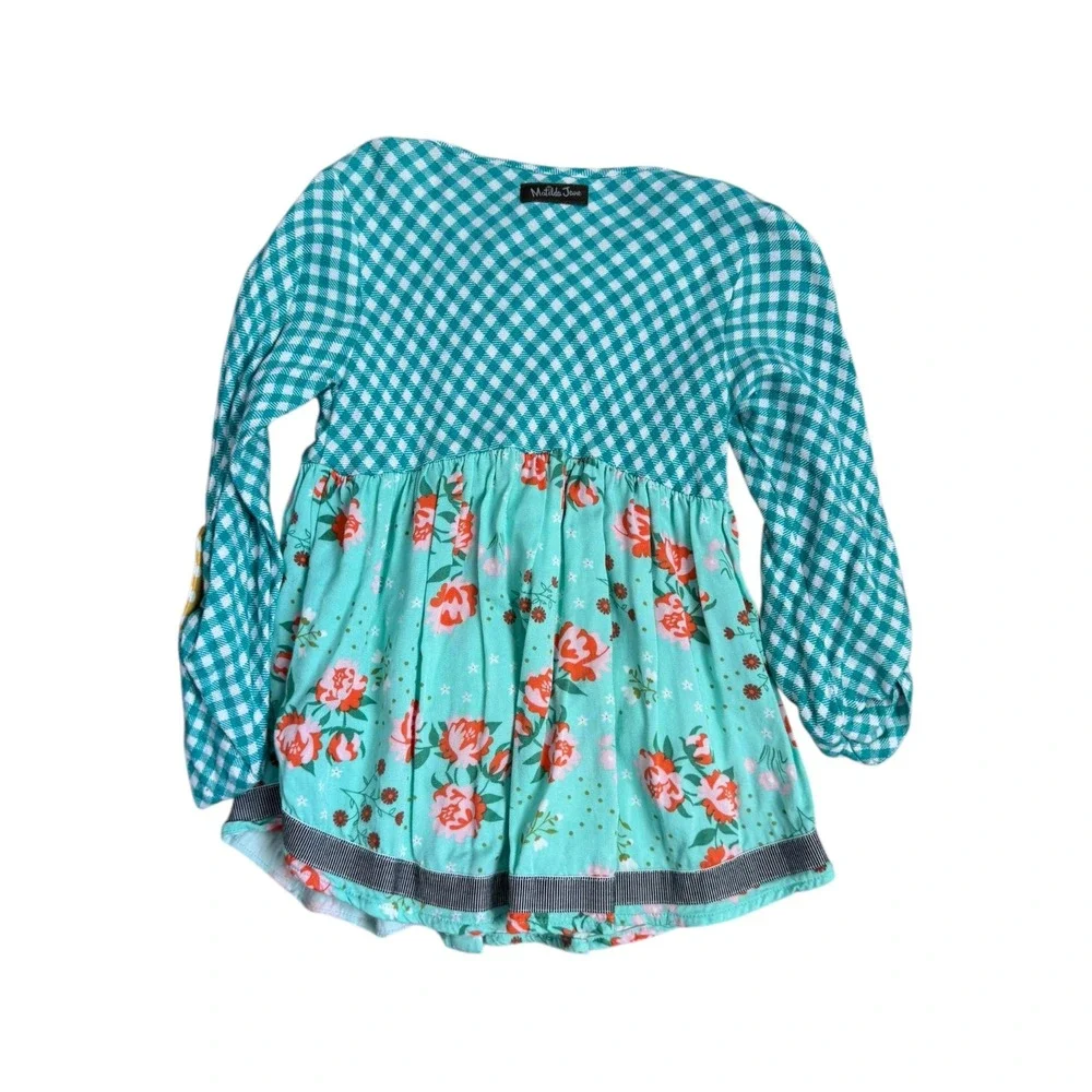 Matilda Jane Joanna Gaines Pecan Pie  Tunic Top Gingham Floral Girls‎ Size 6
